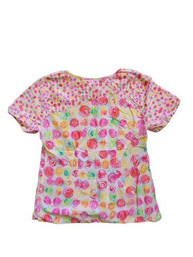 Runway by Cherokee Bright Spotted Scoop Neck Cotton Scrub Top Size M - Picture 3 of 3