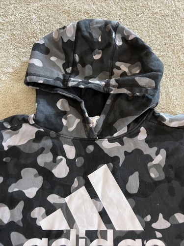 Adidas Jungen schwarz weiß grau getarnt langärmeliger Hoodie XL 18-20 - Bild 2 von 9
