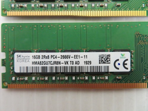 SK Hynix 32GB (2x16GB) PC4-2666V DDR4 ECC Server Memory RAM kit HMA82GU7CJR8N-VK - Picture 2 of 2