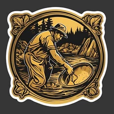Gold Panning - Gold Rush sticker 3x3"
