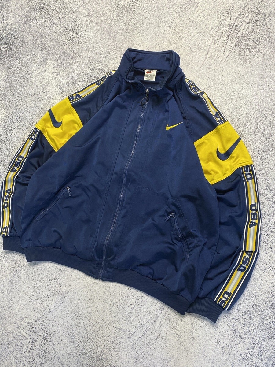 Vintage 90's Nike USA Drill Track Jacket Big Swoosh Size XL | eBay