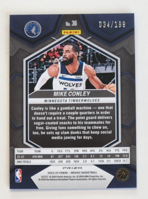 Conley出品 2023-24 Mike Conley #36 Blue Mosaic Prizm /199 | eBay