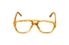Vintage Aviator Glasses Double Bridge Eyeglasses Frame Yellow Oversized 1970s