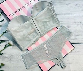 Victoria’s Secret Shine Fashion Show SWAROVSKI Rhinestone Bustier Set Silver