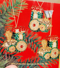LeeWards OLD 97 Christmas Trains Locomotive Vtg Sequin Bead Ornament Kit NOS