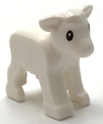 Lego New White Lamb Black Eyes White Pupils Farm Animal