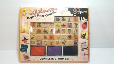 Nicole Crafts 39 Halloween & Autum Rubber Stamp Kit Pumpkin Witch Ghost etc.