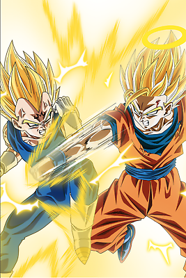 Dragon Ball Z Poster Goku SSJ3 and Vegeta SSJ2 12in x 18in Free Shipping