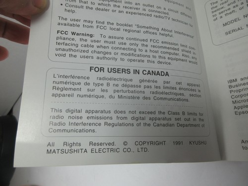 1991 Operating Instructions Impact Dot Matrix Printer Panasonic KX P2123 manual - Picture 3 of 3