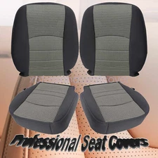 For 2009-2012 Dodge Ram 1500 2500 3500 Front Cloth Lower & Top Seat Cover Gray