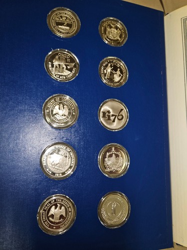 🌟 Collezione Medaglia Argento Bicentenario The Fifty State Franklin Mint 48,17 ASW - Foto 6 di 13