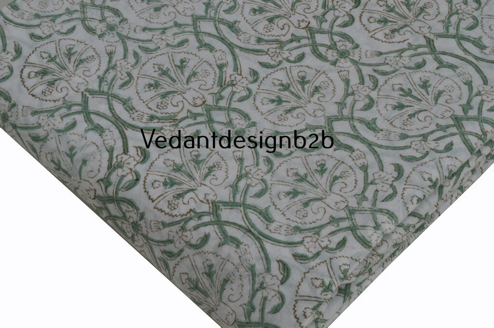 5 Yard Indian Cotton Multicolor Fabric Block Geometric Print Dressmaking Fabric - Image 2 of 4