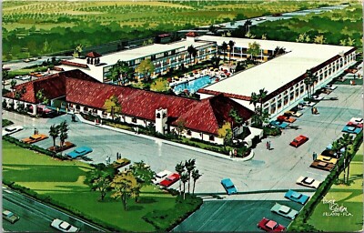 Aerial View Quality Inn Hotel El Prado Ocoee Florida FL cars Pool Postcard UNP
