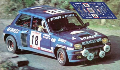 Decals Renault 5 Turbo Tour de Corse 1980 18 1:32 1:43 1:24 Slot R5 decals Saby