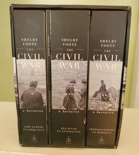 The Civil War 3 Volume Boxed Set by Shelby Foote HC 2011 With Extras