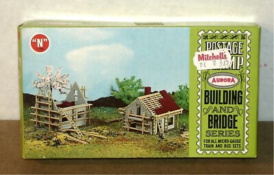 AURORA - #4123-125 Two Houses Under Construction Kit - Faller N Train NIB NOS