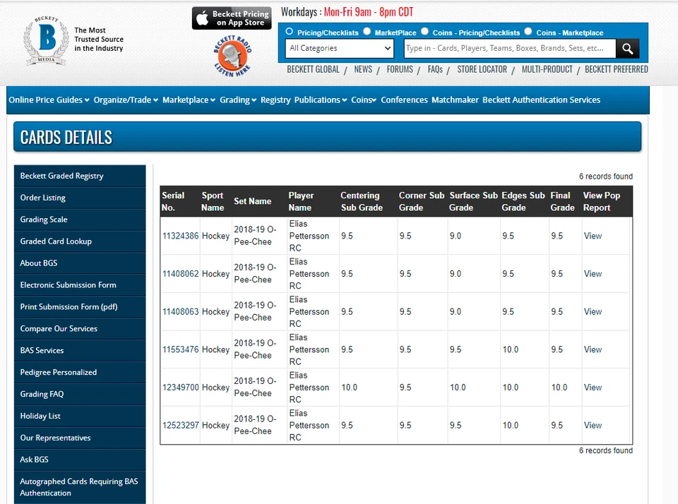 Elias Pettersson RC BGS 9.5: 2018-19 O-Pee-Chee Rookie Card Gisto #611 - Image 3 of 4