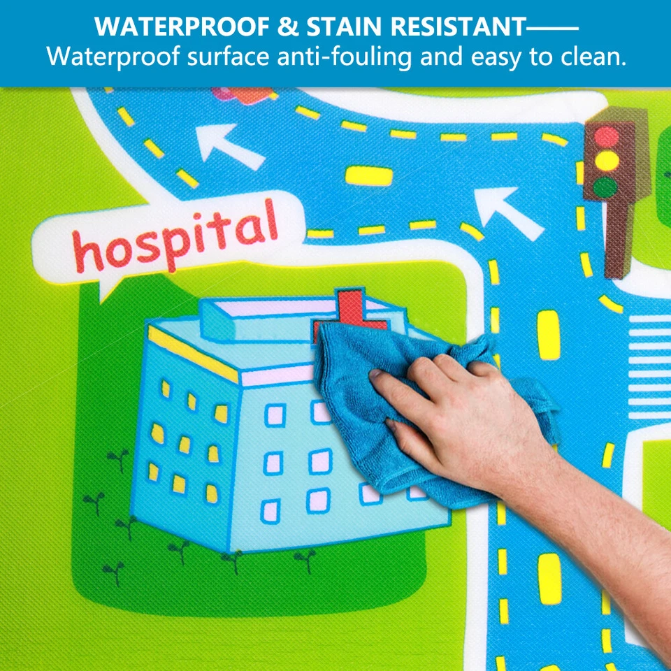 Waterproof Children's Mats Baby Kids Rug CITY Traffic Carpet Car Play Mat Track - image 2 of 4