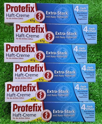 (81,22 /kg) 6x PROTEFIX Haftcreme dritte Zähne EXTRA STARK Nass Hafkraft Vers.0 