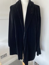 Laura Ashley Size Small Black Velvet Silk Mix Lined Edge To Edge Jacket Dressy