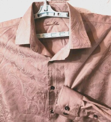 Tasso Elba Mens Long Sleeve Silver Gray Paisley Button Up Shirt - Large |  eBay