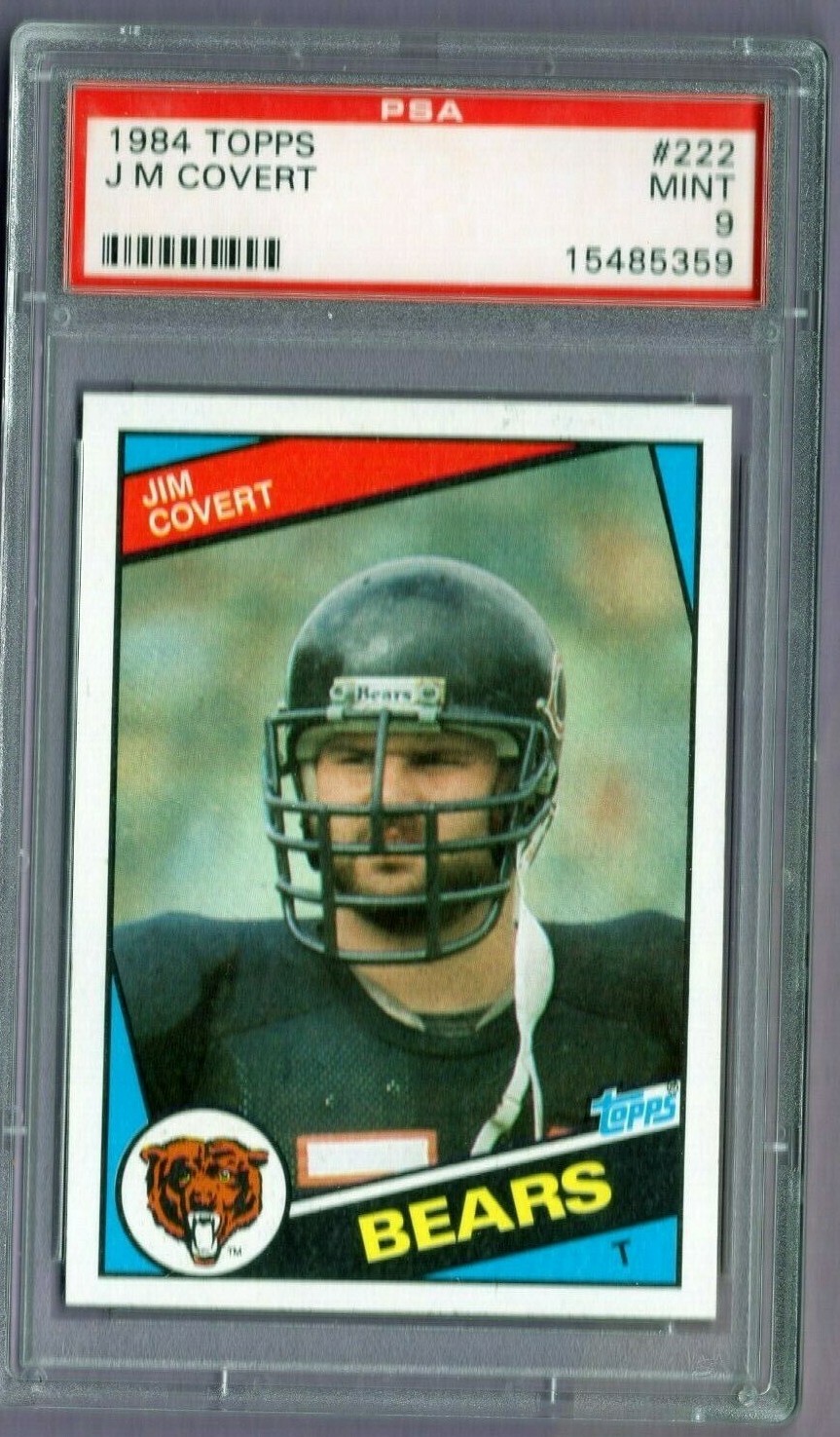 1984 TOPPS JIM COVERT #222 PSA 9 MINT CHICAGO BEARS ROOKIE RC VINTAGE FOOTBALL