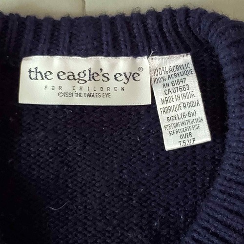 Vintage The Eagle's Eye Youth Unisex 6-6X ABC Cardigan Blue Red - Picture 11 of 13