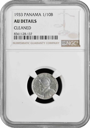 Panama 1/10 balboa 1933, NGC AU Det., "Republic of Panama (1904 - 1960)" silver