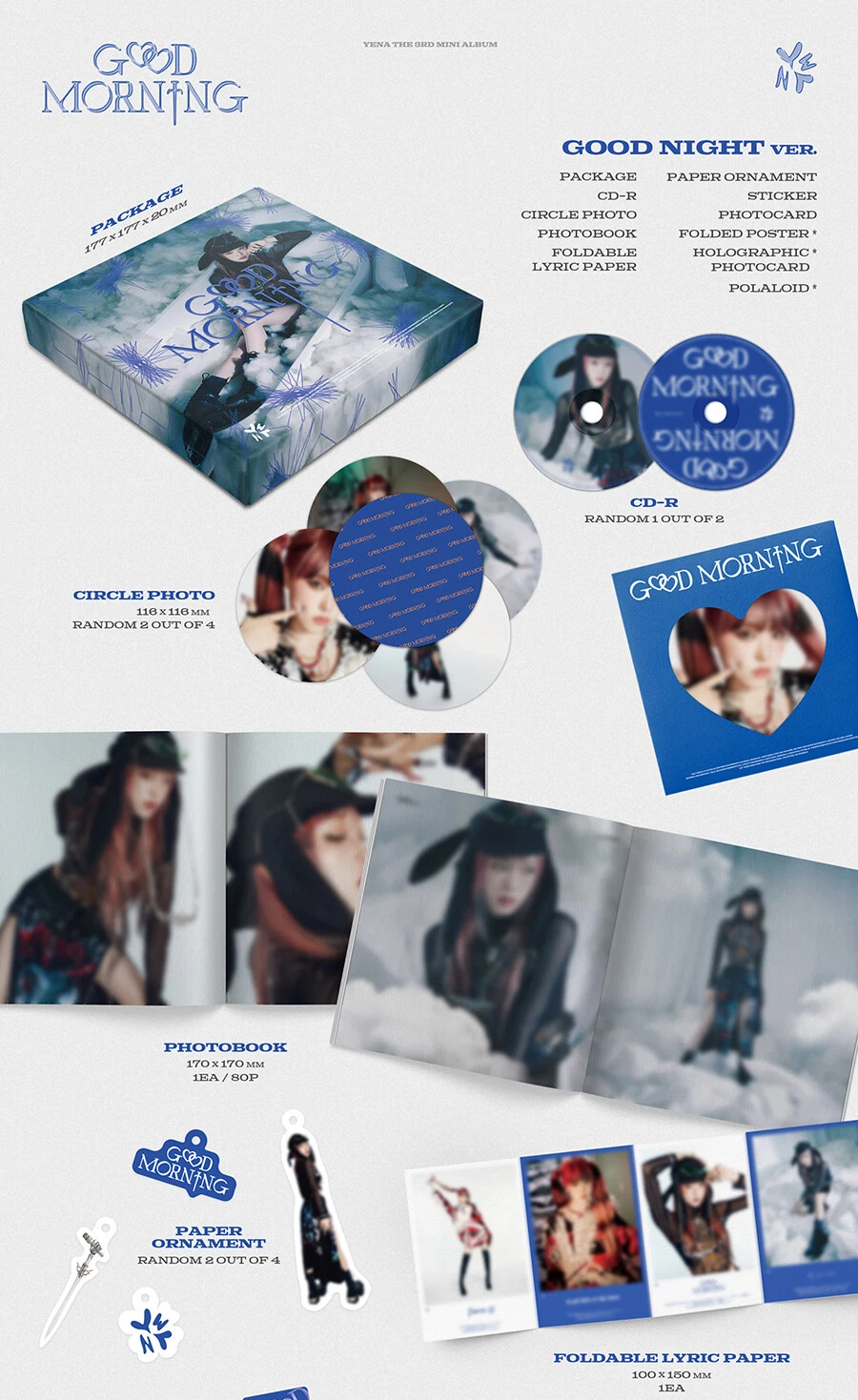 CHOI YENA [GOOD MORNING] 3rd Mini Album GOOD NIGHT CD+Buch+2Foto+2