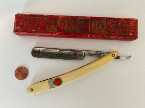 De colección Fermarud Punta Roja Anton Wingen JB Alemania 684 Navaja Recta Hoja Grabada B - Imagen 4 de 17