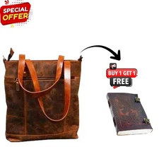 Buffalo Leather Women’s Tote – 16" Handbag Shoulder Purse | Free Journal Gift