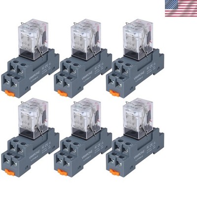 DPDT 10 AMP Electromagnetic Relays with LED Indicators - 6PCS for Automation