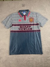 Umbro Jersey Men's Size XL Gray Blue Manchester United 1995/96 Away Collared
