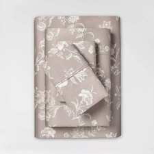 King Printed Performance 400 Thread Count Sheet Set Khaki Floral - Threshold: