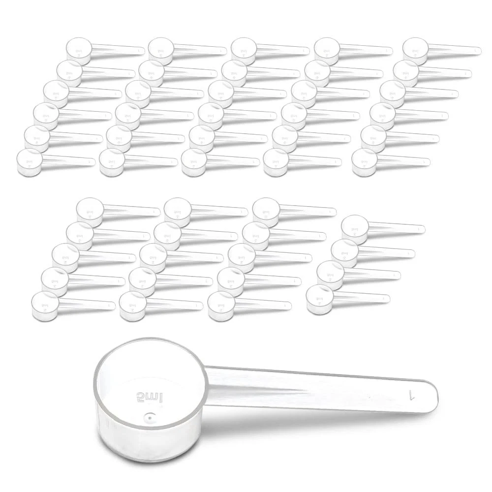 50-Piece Measuring Spoons Set - Short Handle, 1 Teaspoon (5 ML) Clear Scoops for