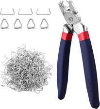 Bent Hog Ring Pliers with 500 Pcs 3/4" Hog Rings, Galvanized Steel Hog Rings Per