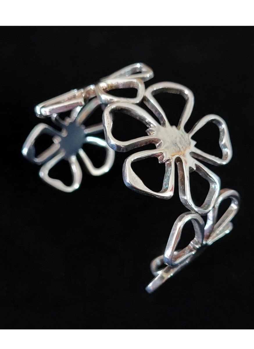 Tiffany & Co. Signed 925 Sterling Silver Flower Cuff Bracelet | eBay