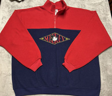 Vintage 90s Mickey Mouse Embroidered Pullover Fleece Sz XL 1/4 Zip Disney Red Bl
