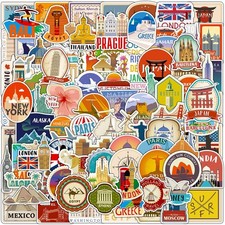 DothRayan 100Pcs World Travel Stickers Pack, Vacation Sticker Famous