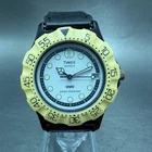 Timex Dive Watch Men 35mm White Dial Black Tone Date Round New Battery Vintage