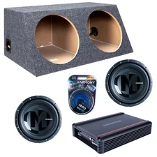 Slanted Sealed Hatchback Enclosure w/ PRX1224 12" Sub, 750W Amplifier, Amp Kit