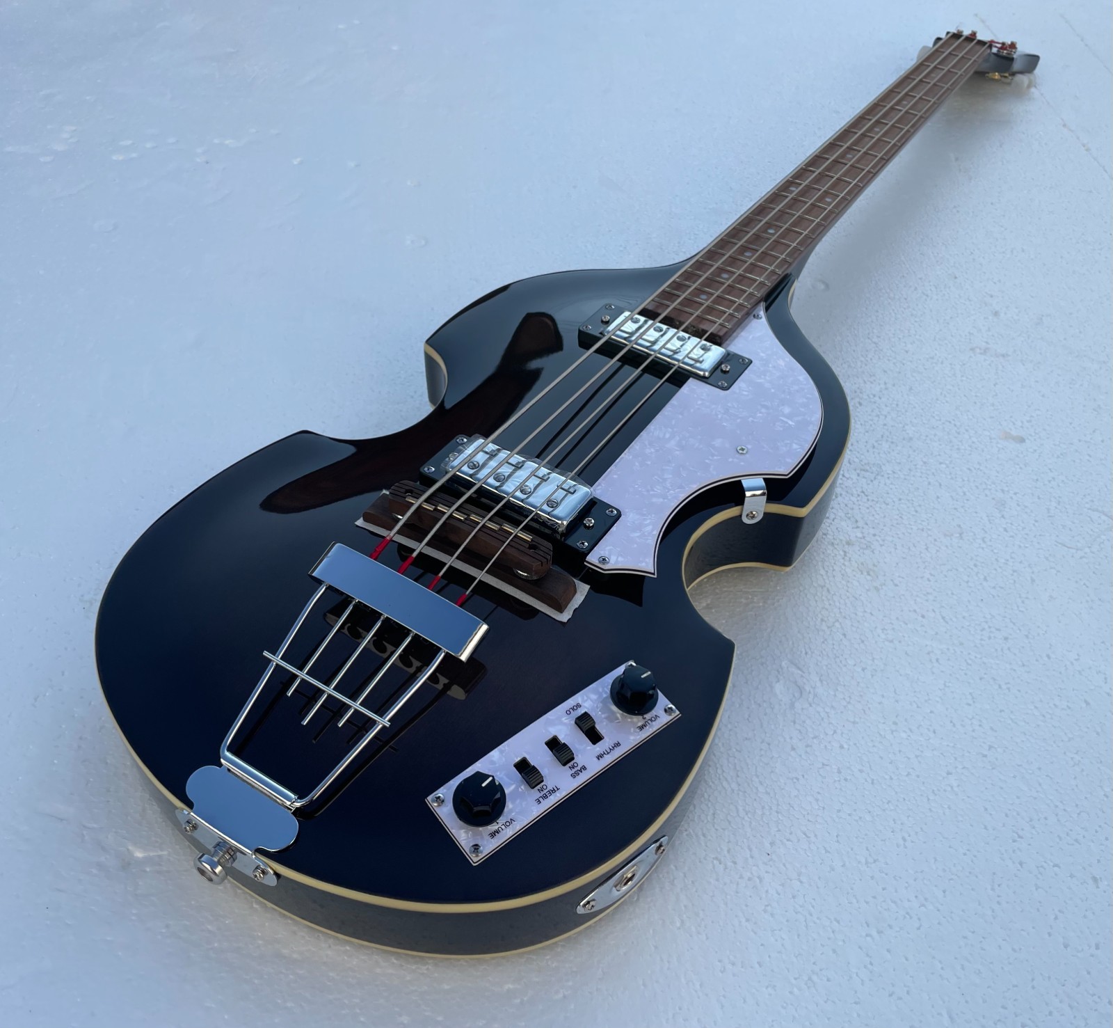 30"Scale Length 4 String Electric Bass Guitar Semi Hollowbody Glossy BlackFinish