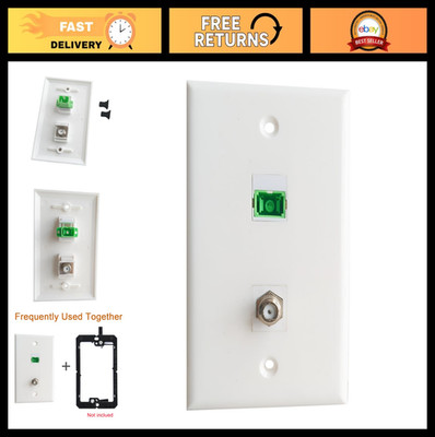 Fiber Optic Coax Wall Plate - 1 Port SC/APC Keystone Jack & F Type Coax Connecto