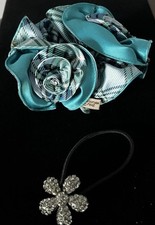 Gorgeous Rhinestone Accent Hair Ponytail Holder Scrunchie Hair Tie Lot of 2