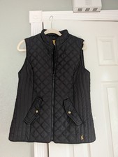 Joules Women's Medium Size 8 Quilted Black Vest Gilet