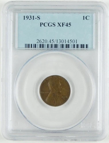 1931-S 1c Lincoln Small Cent Penny PCGS EF XF45 Circulated Coin C4158