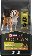 Purina Pro Plan Weight Management Dog Food Shredded Blend Chicken & Rice 34 lb 1.24 per pound