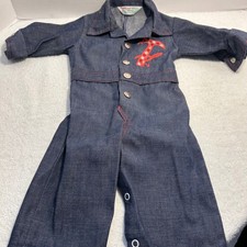 Vintage Health-tex Baby Denim Jumpsuit 9 Months Lobster Applique Made in USA