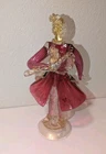 Vintage Murano Glass 10" Venetian Man Goldonian Tambourine Figure Red Gold