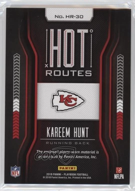 2018 Panini Playbook Hot Routes /299 Kareem Hunt #HR-30 - Image 2 of 2